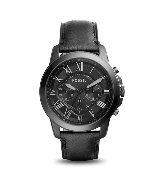 Fossil Grant Leather Belt Full Black Watch