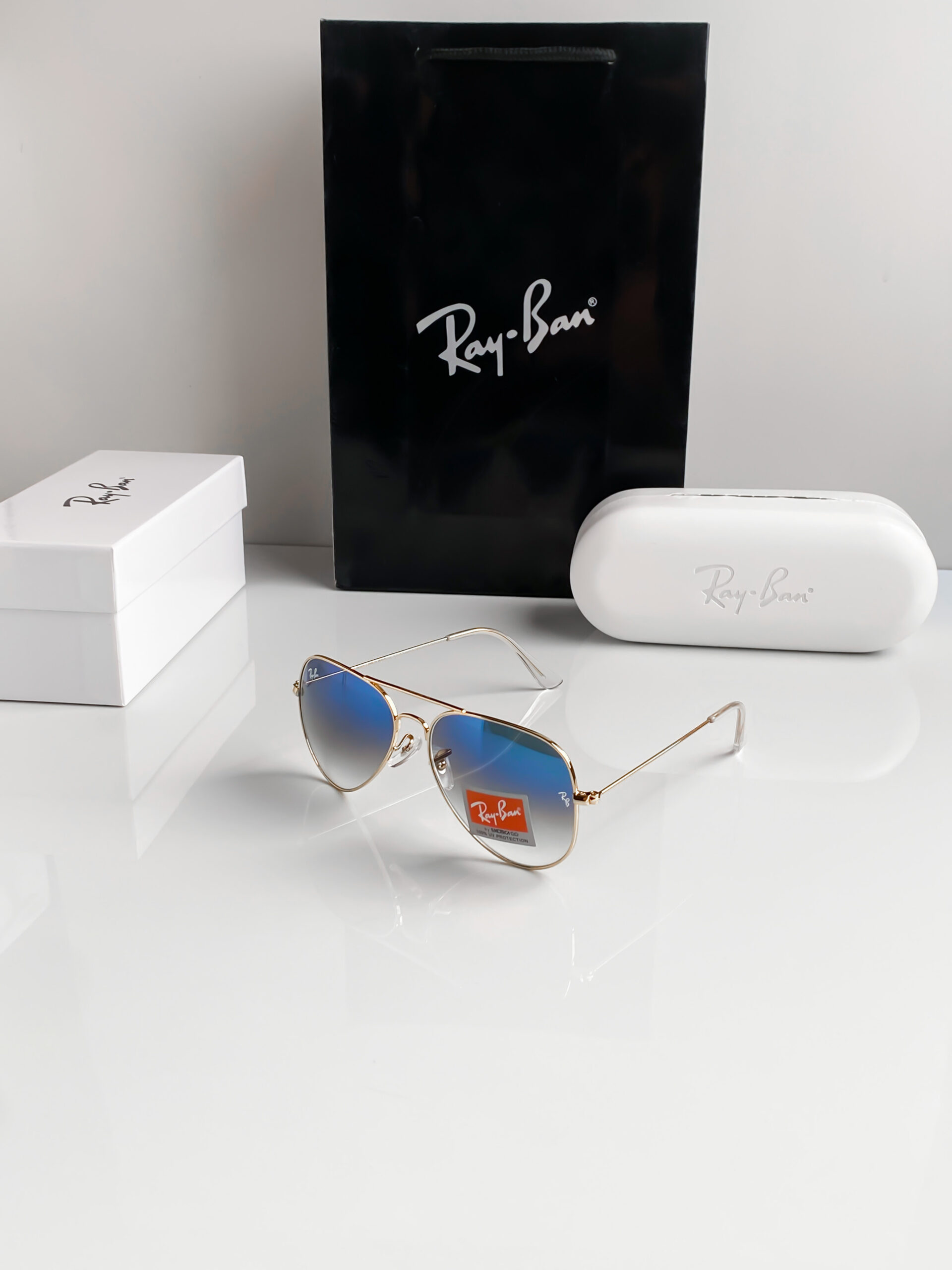 Rayban 3026 gold blue shaded