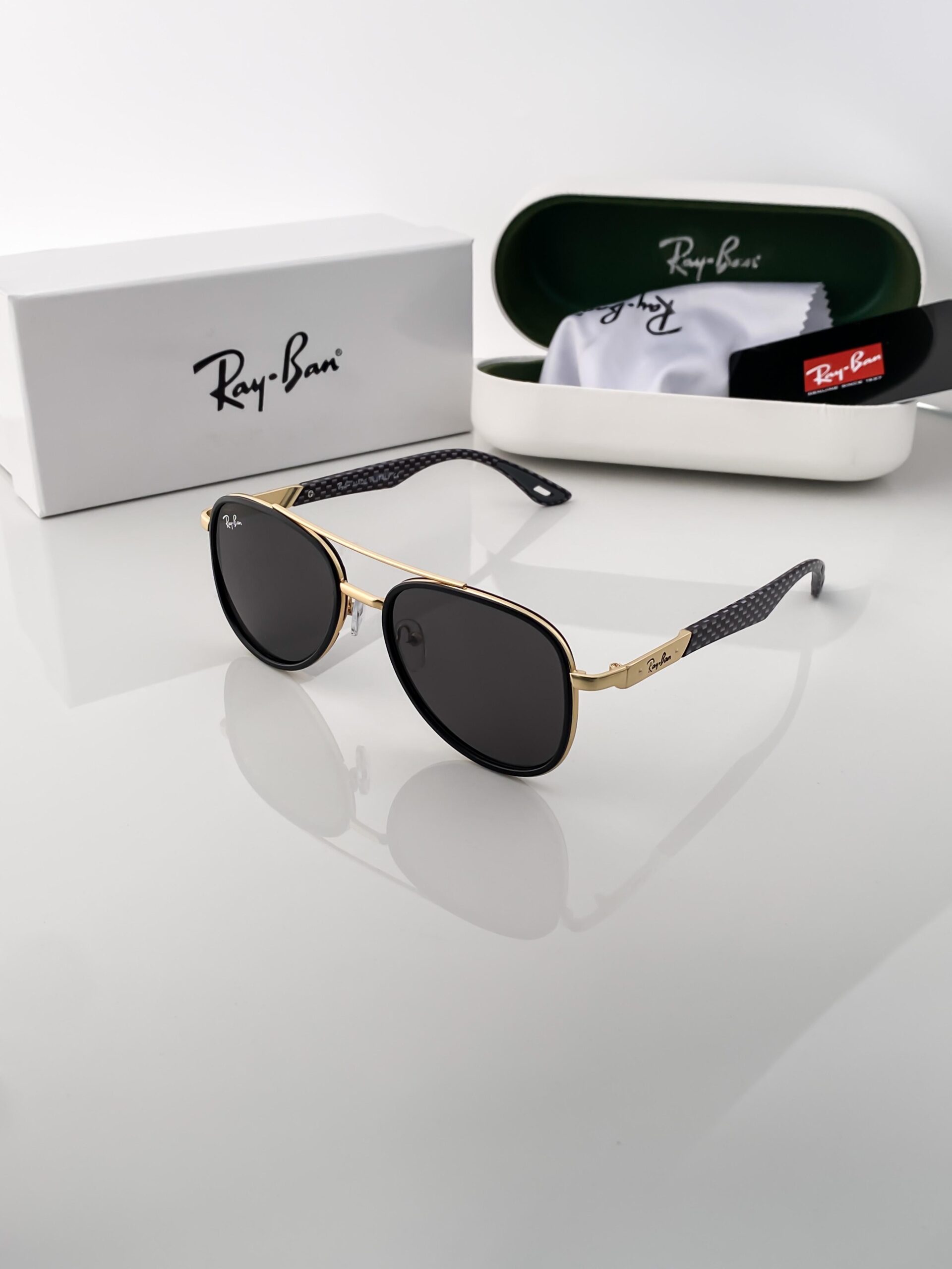 Rayban gold black 3608-99