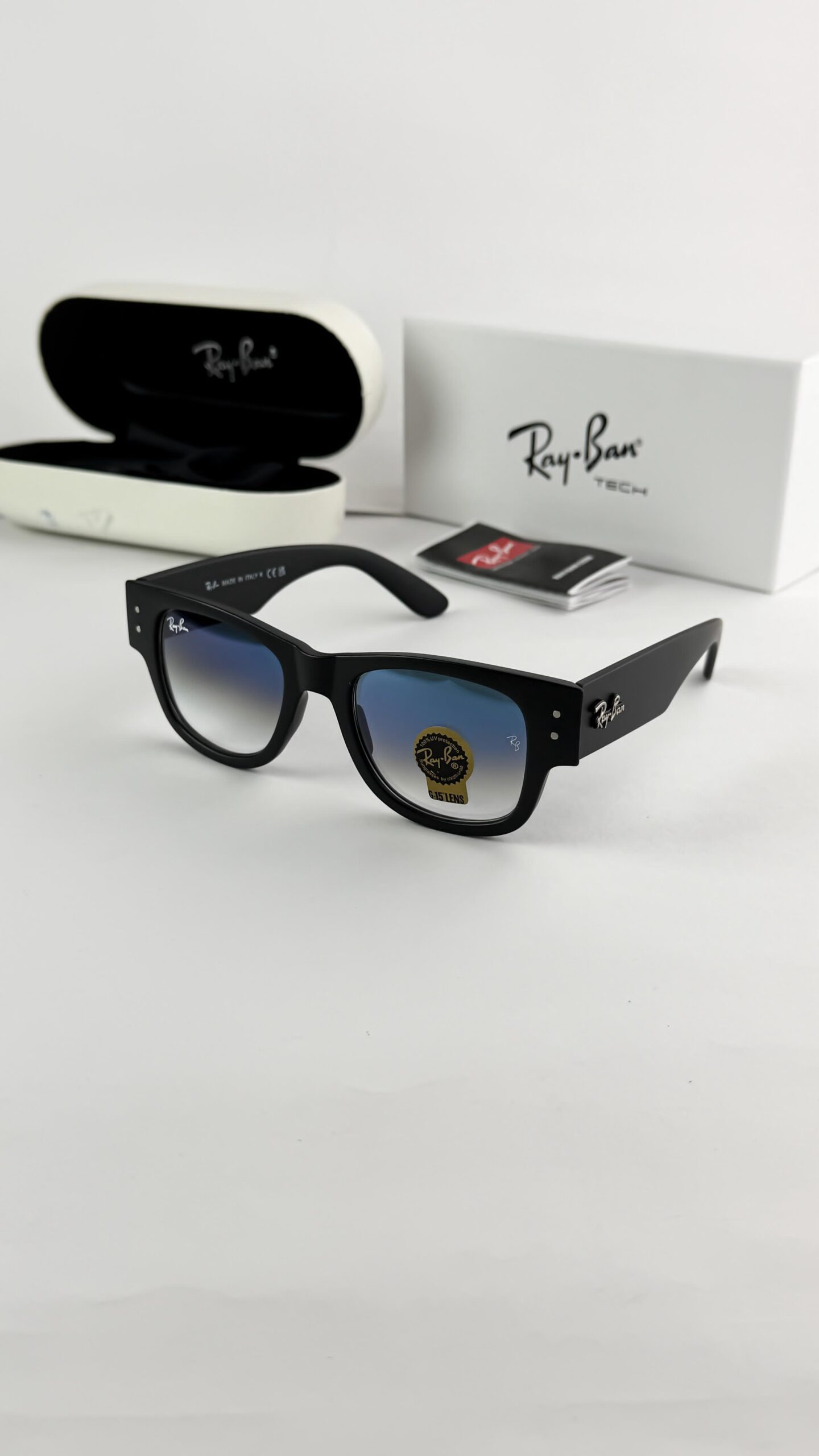 RAYBAN BLACK BLUE SHADED 840